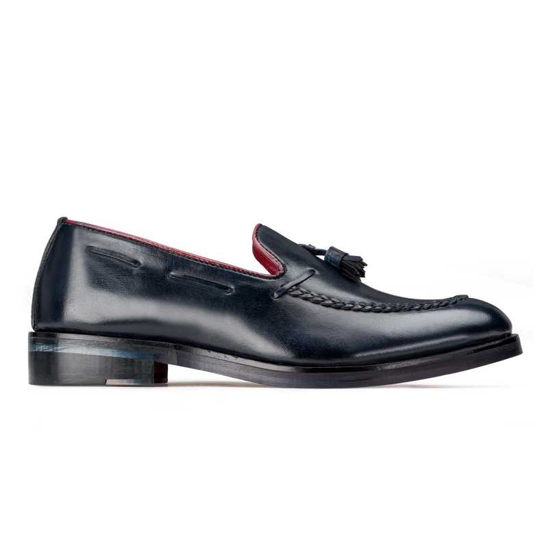 The Blue Braided Tassel Designer Loafer - men's shoes, view 4