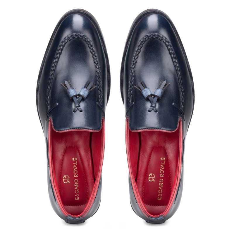 The Blue Braided Tassel Designer Loafer - men's shoes, view 2