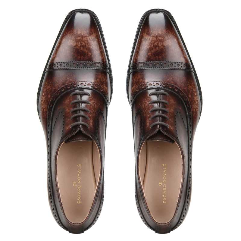 Matt Marble-Finish Oxfords in Brown