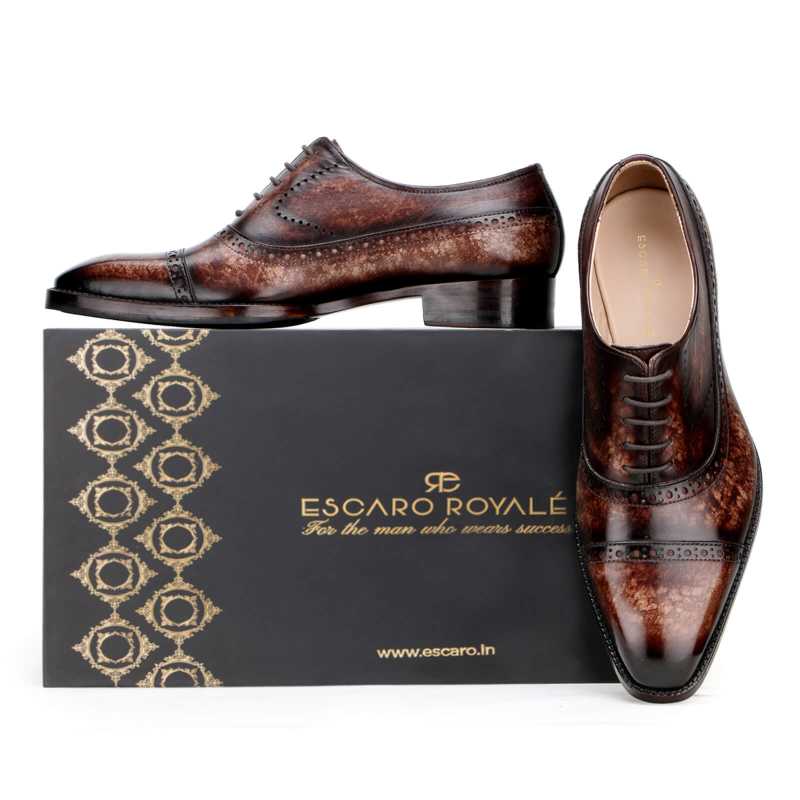 Matt Marble-Finish Oxfords in Brown