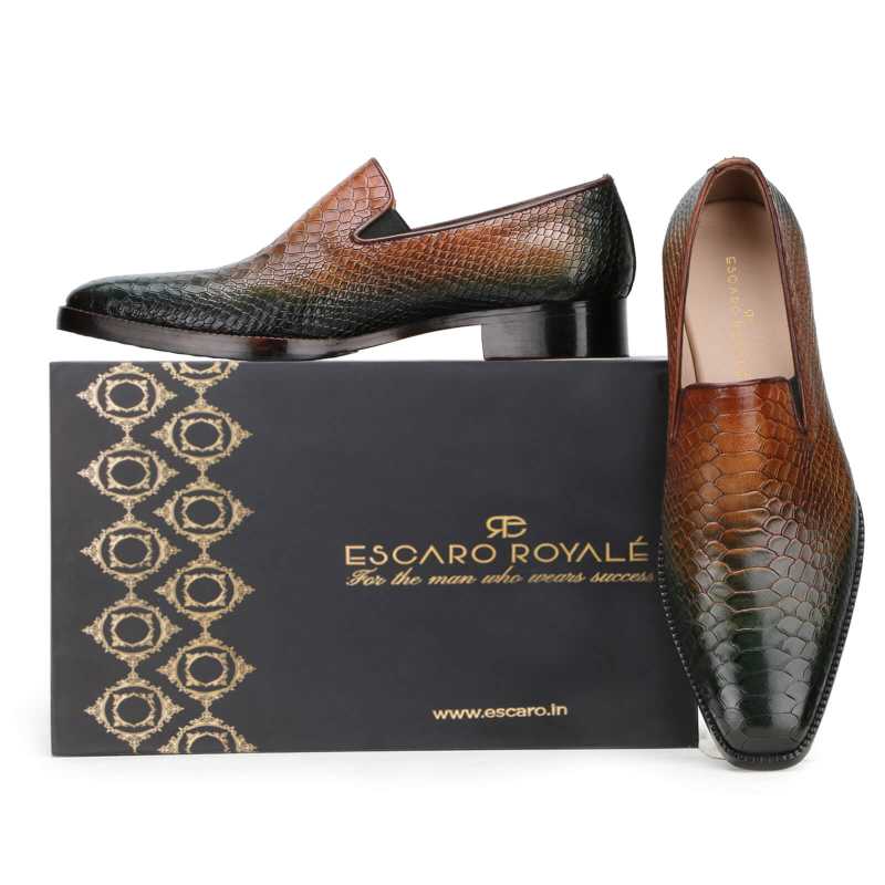 Serpent Loafers in Olive-Tan