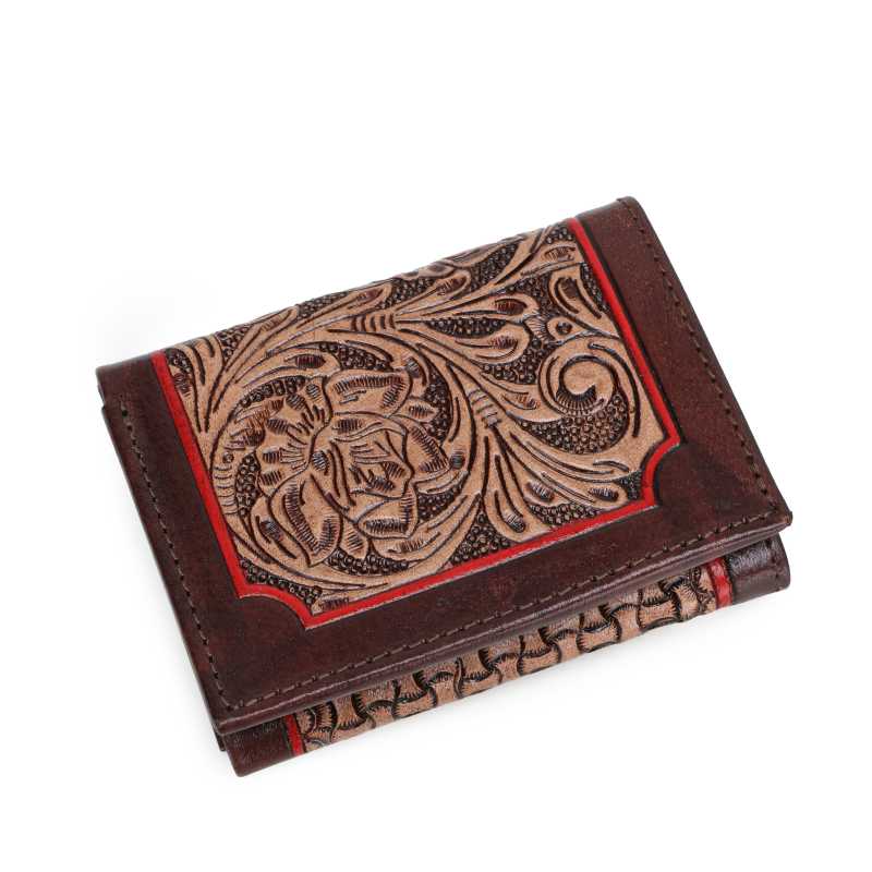 The Seattle Hand-Tooled Leather Tri-Fold Wallet