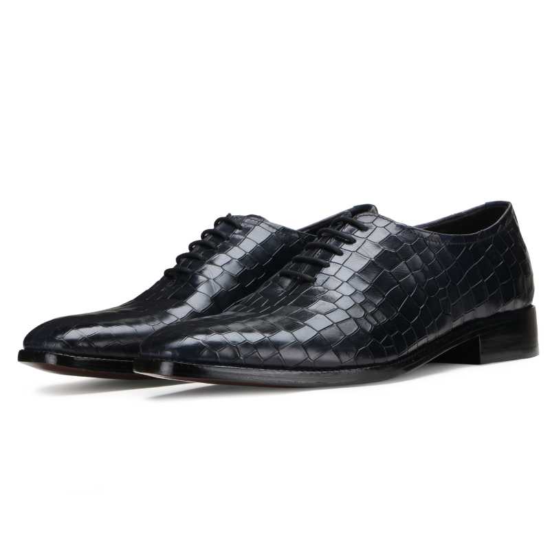 Gama Goodyear-welted Fiddleback Oxfords in Dark Blue