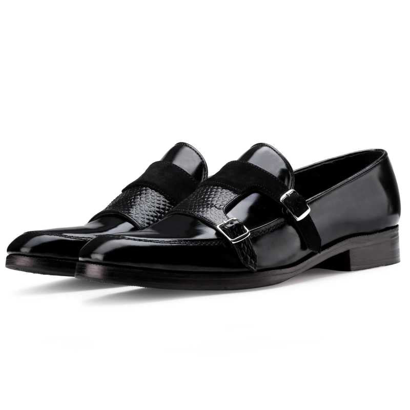 Erikson Designer Buckled Loafers in Black
