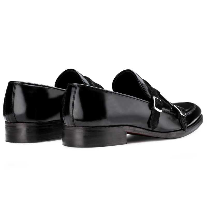Erikson Designer Buckled Loafers in Black