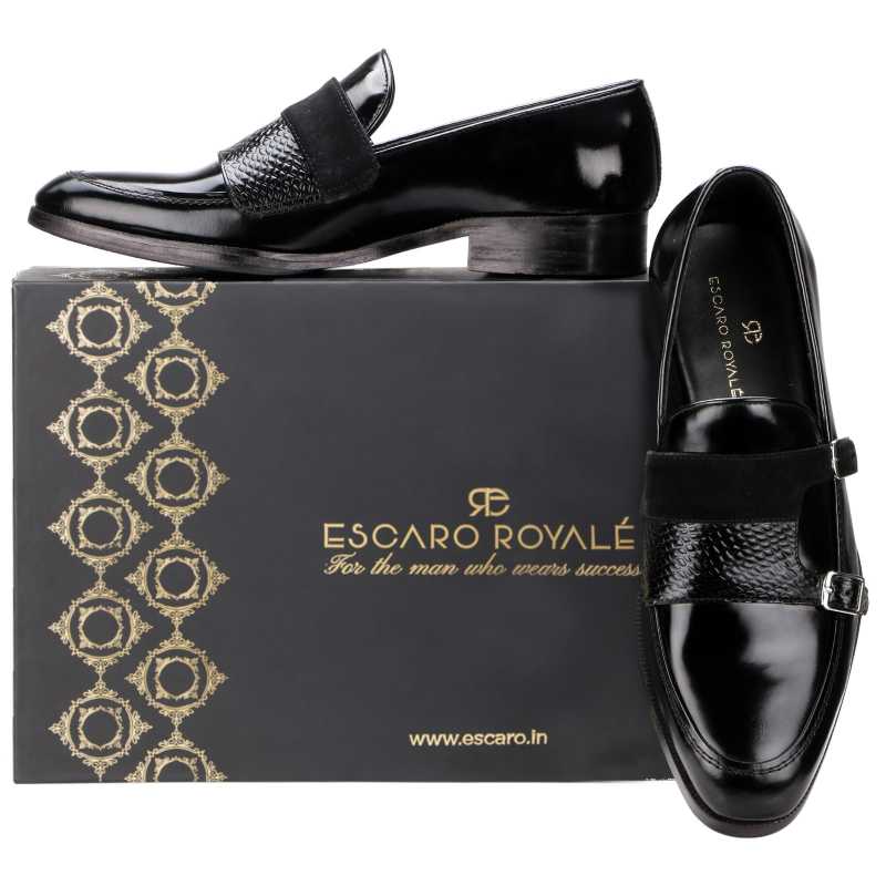 Erikson Designer Buckled Loafers in Black