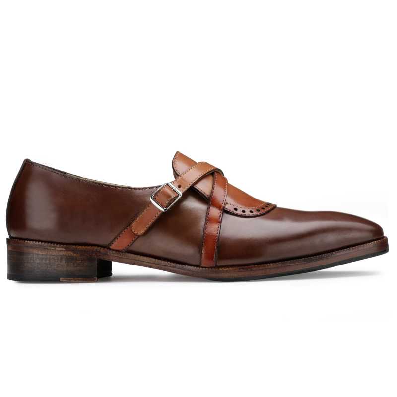 Drake Cross Buckled Loafers in Brown-Tan