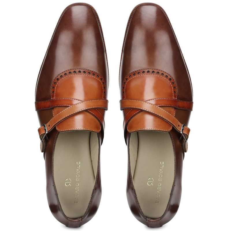 Drake Cross Buckled Loafers in Brown-Tan