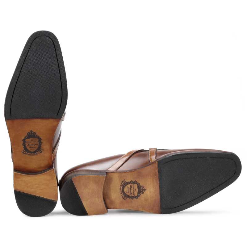 Drake Cross Buckled Loafers in Brown-Tan