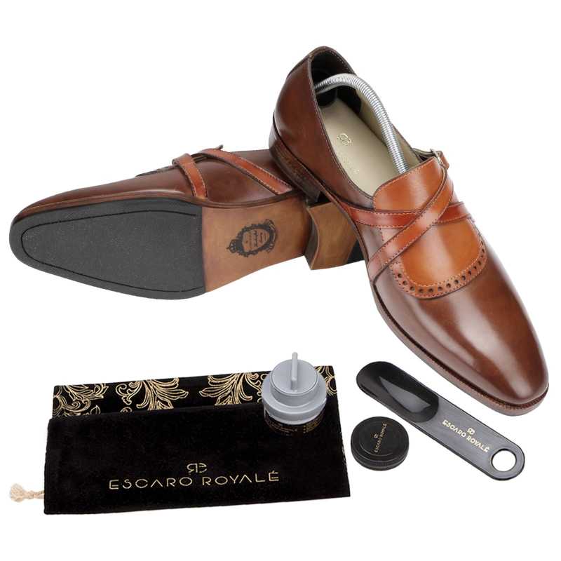 Drake Cross Buckled Loafers in Brown-Tan