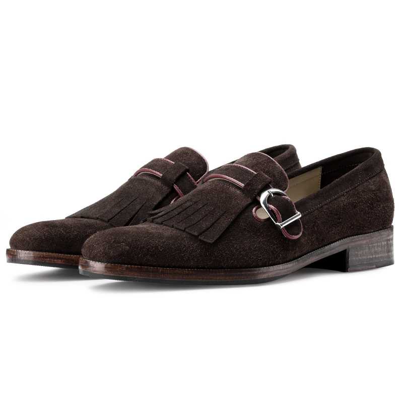 Edmund Kiltie Loafers In Brown Suede