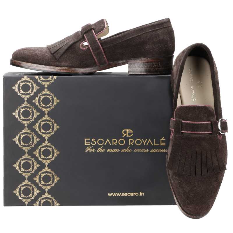 Edmund Kiltie Loafers In Brown Suede