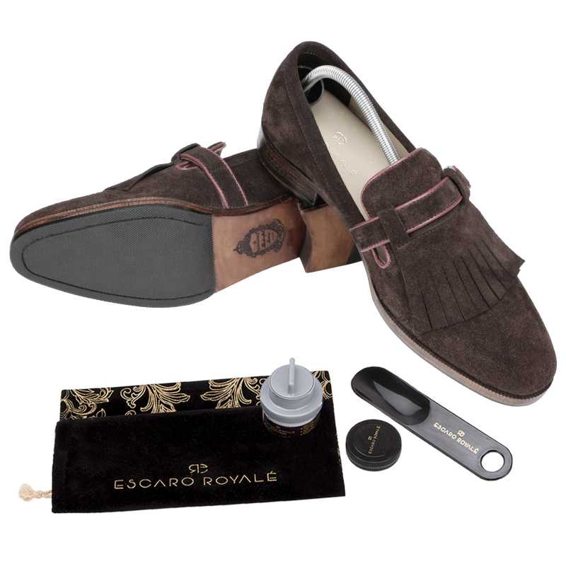 Edmund Kiltie Loafers In Brown Suede