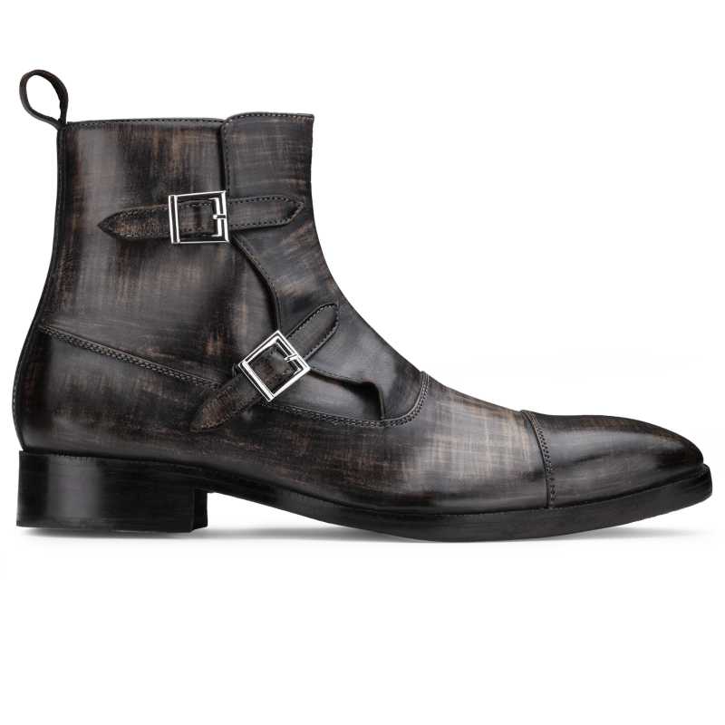 Hernan Toecap Buckled Zipper Boots In Gray