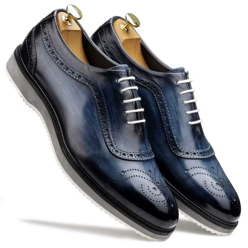 Cortes Designer Oxford Shoes in Blue