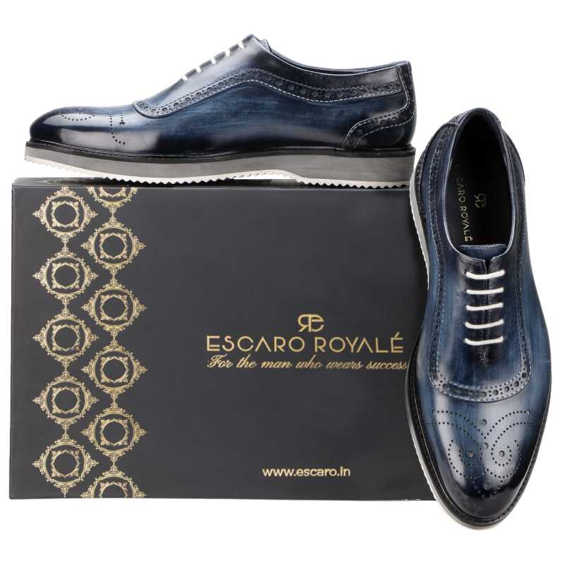 Cortes Designer Oxford Shoes in Blue