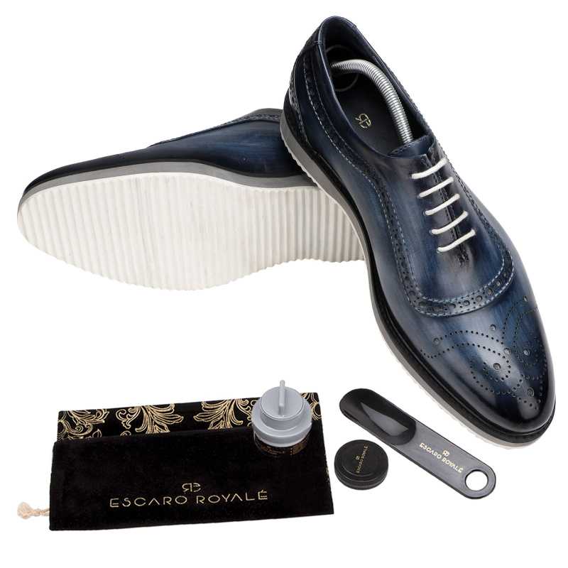 Cortes Designer Oxford Shoes in Blue