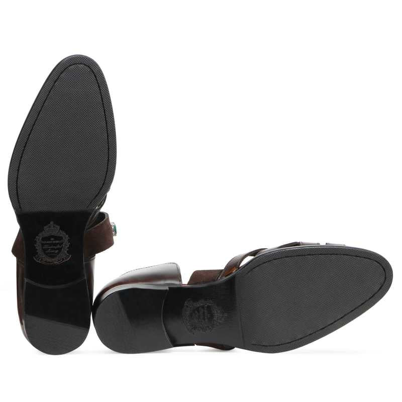 Spartan Stone Studded Ethnic Sandals in Brown