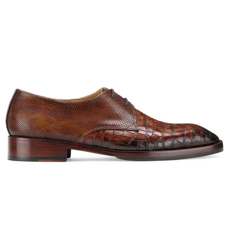 Lewis Croco-embossed Derby Shoes in Tan