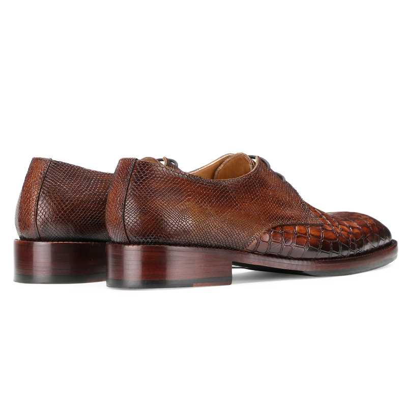 Lewis Croco-embossed Derby Shoes in Tan