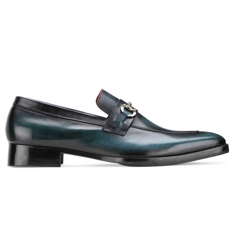 Vanetia Patina Horsebit Loafers in Teal