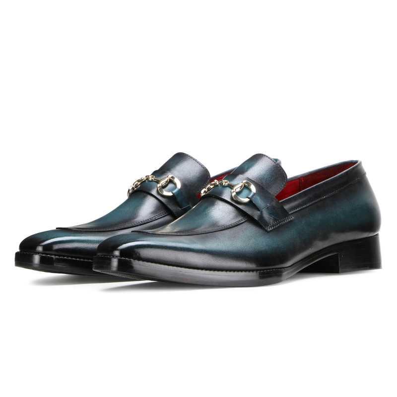 Vanetia Patina Horsebit Loafers in Teal