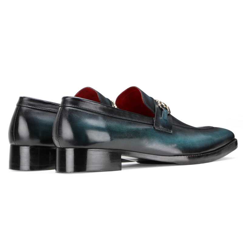 Vanetia Patina Horsebit Loafers in Teal