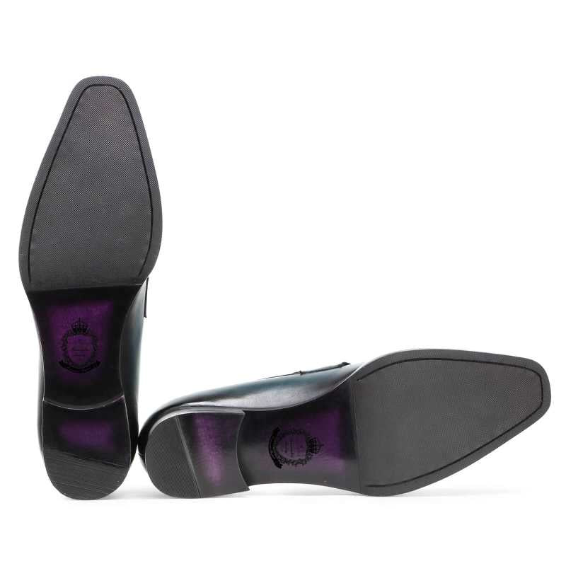 Vanetia Patina Horsebit Loafers in Teal