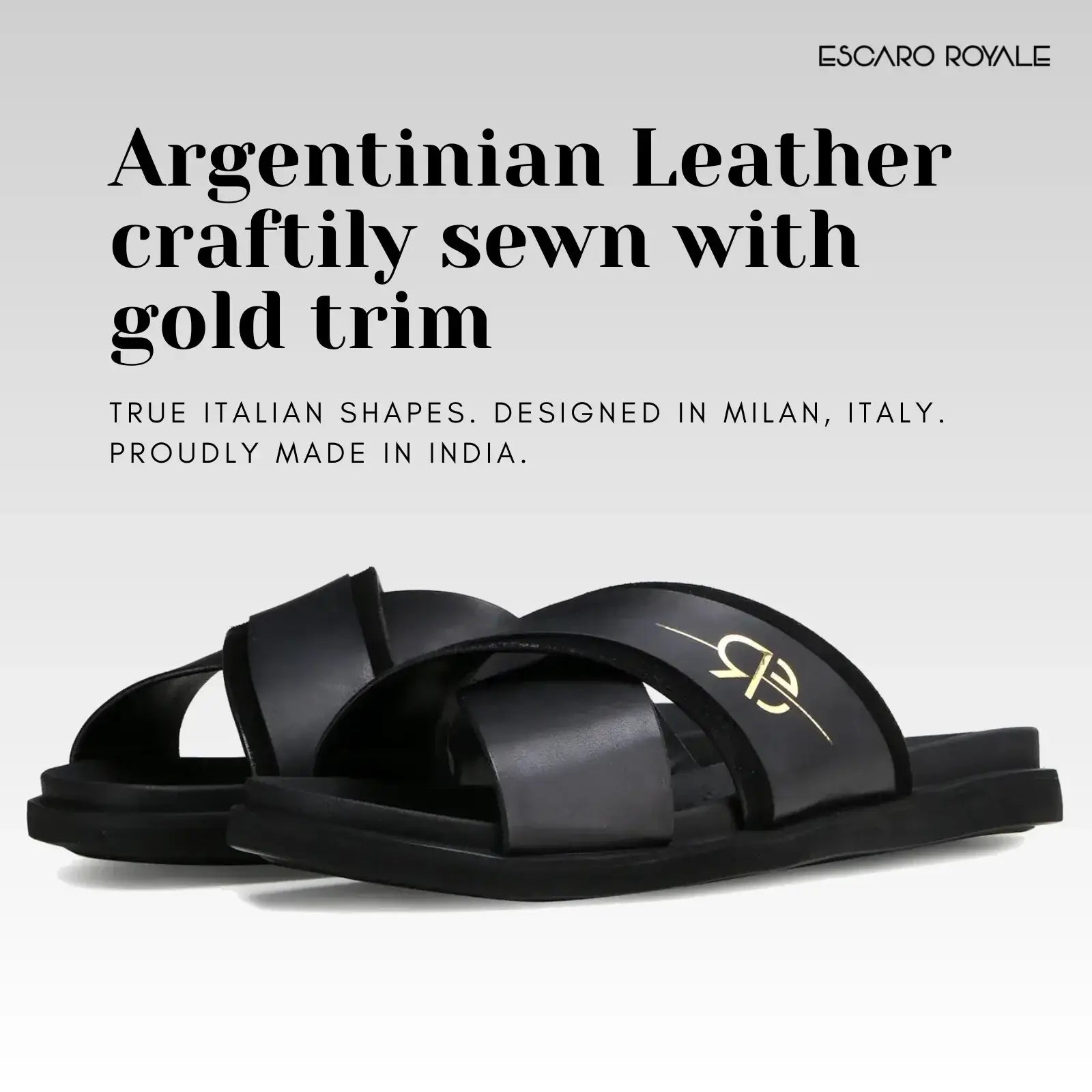 Canberra Cross Sliders in Black with Gold Trims