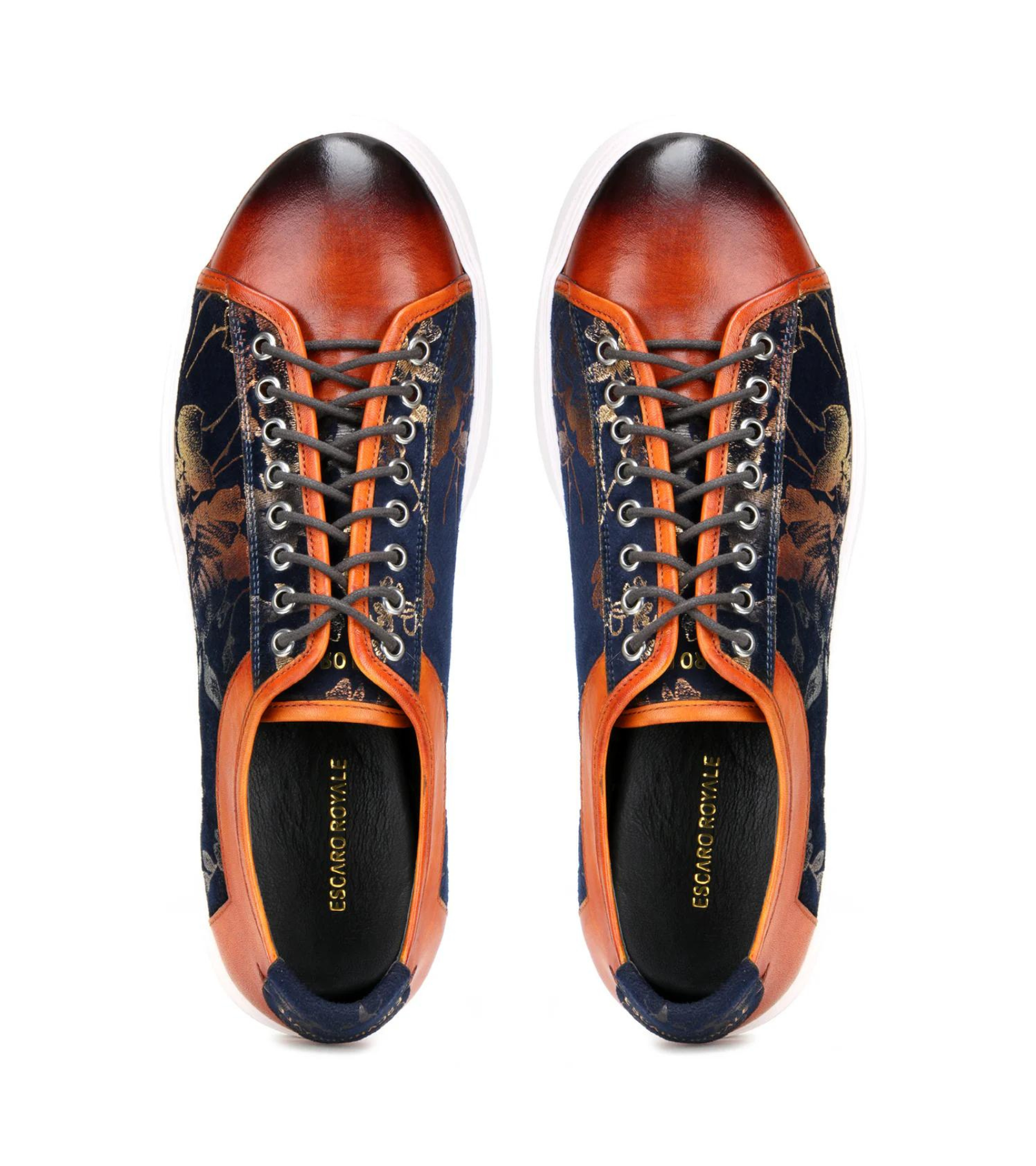 Foilio Luxury Sneakers In Blue Cognac