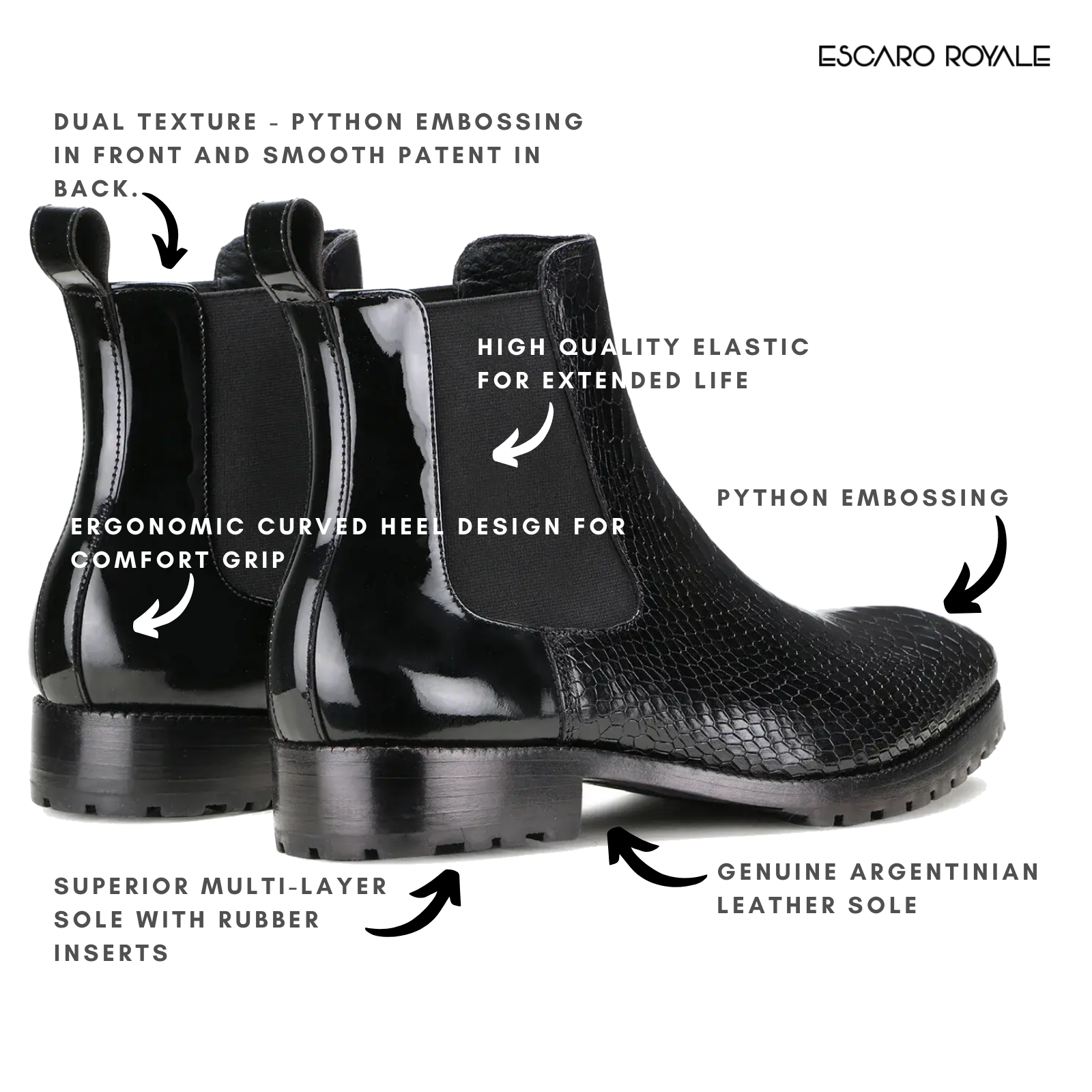 Goldbrow Embossed Chelsea Boots in Black