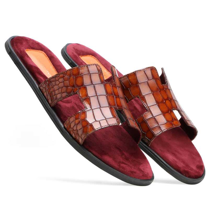 Iconic Textured Sliders - Cognac / clearance