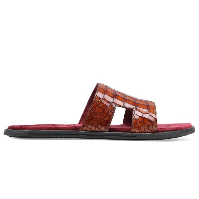 Iconic Textured Sliders - Cognac / clearance