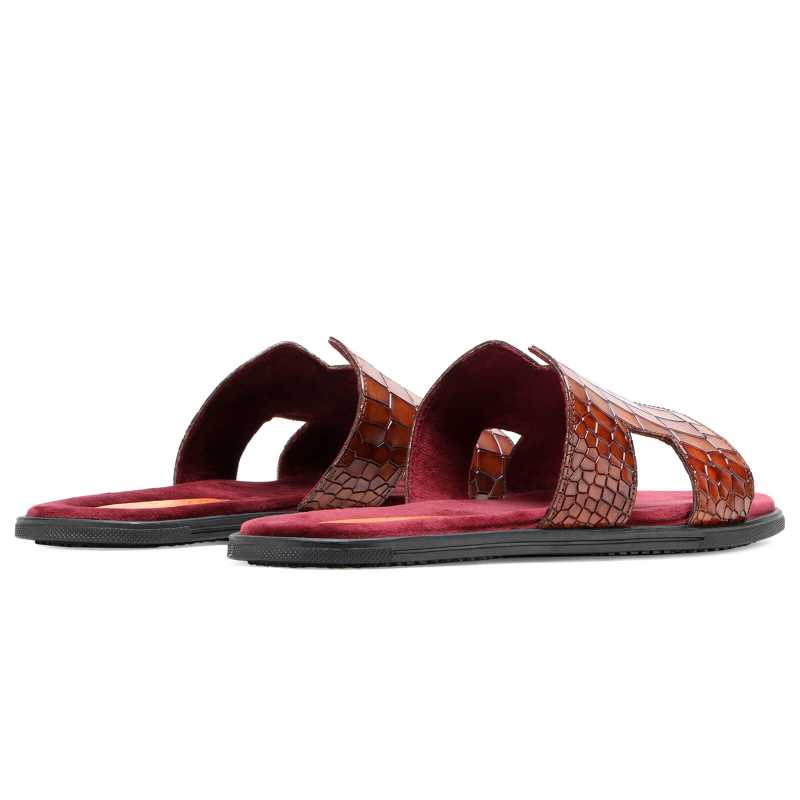 Iconic Textured Sliders - Cognac / clearance