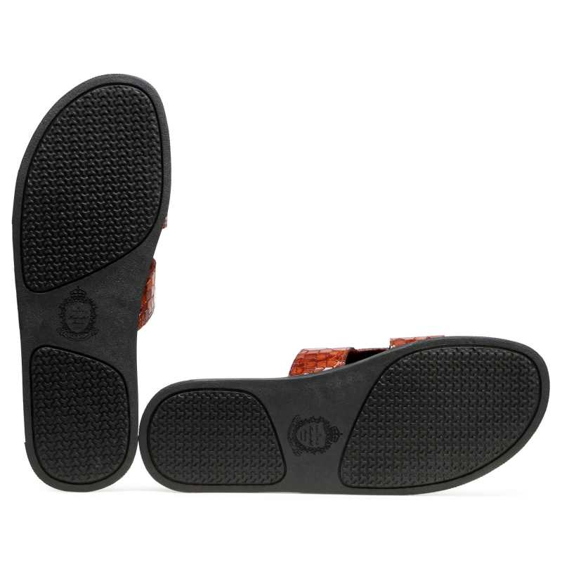 Iconic Textured Sliders - Cognac / clearance