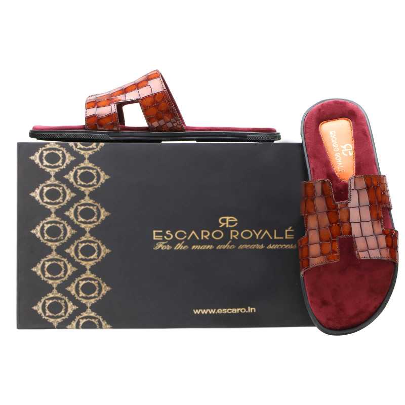 Iconic Textured Sliders - Cognac / clearance