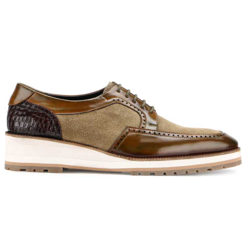 Stefano Designer Derby Shoes Rubber-Sole in Brown Suede