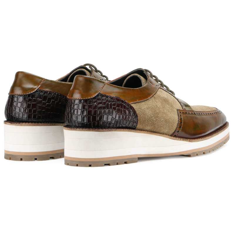 Stefano Designer Derby Shoes Rubber-Sole in Brown Suede