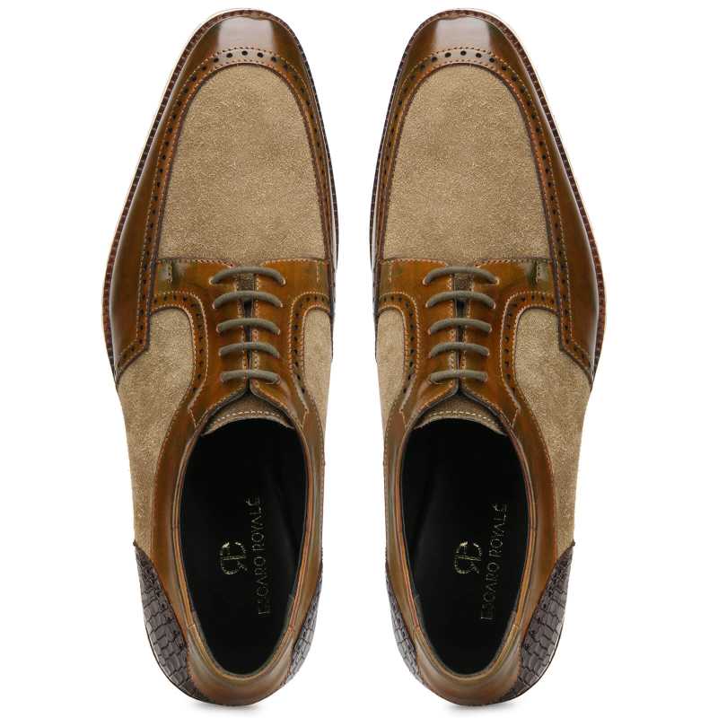 Stefano Designer Derby Shoes Rubber-Sole in Brown Suede