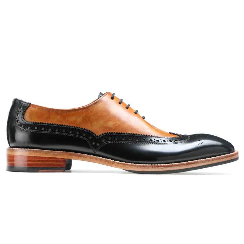 Branden Wingtip Oxfords in Tan-Black