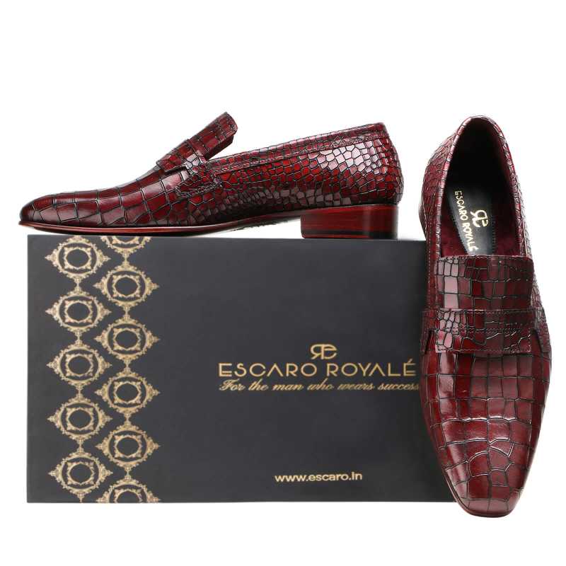 Reed Sleek Penny Loafers in Burgundy