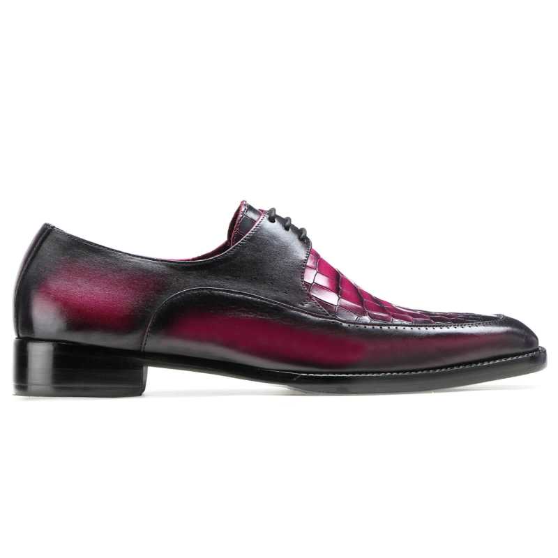 Heath Croco-embossed Derby Shoes in Dusky Pink
