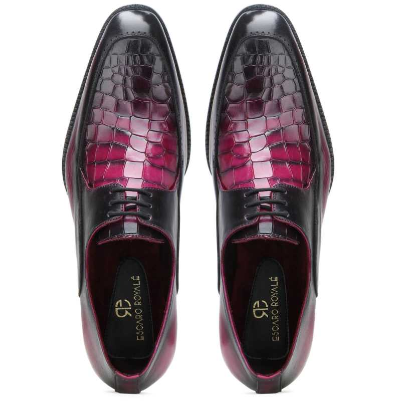 Heath Croco-embossed Derby Shoes in Dusky Pink