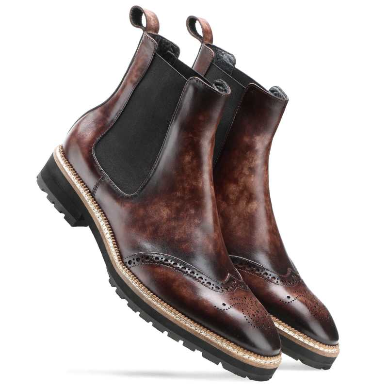 Woodrow Wingtip Chelsea Boots in Brown1