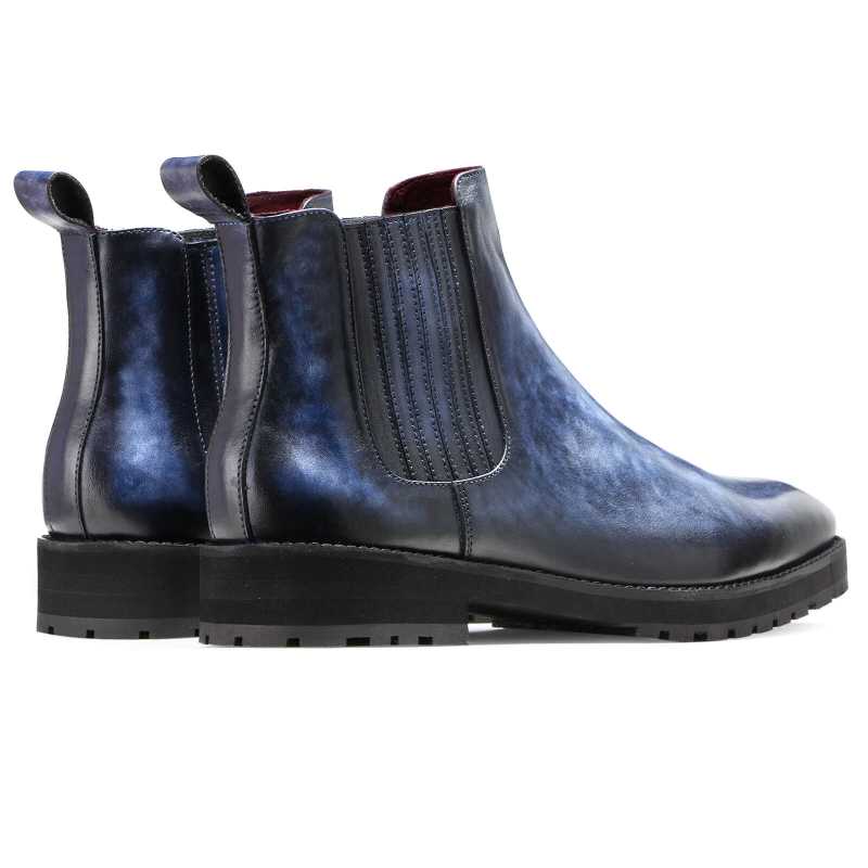Aki Marble Finish Chelsea Boots in Blue