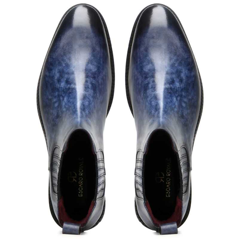 Aki Marble Finish Chelsea Boots in Blue