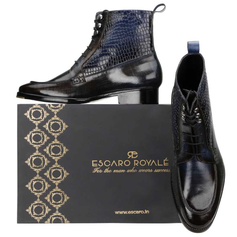 Bailey Lace-up Boots in Blue