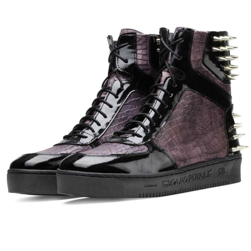 Monarcho Hightop Stud Sneakers In Black Purple