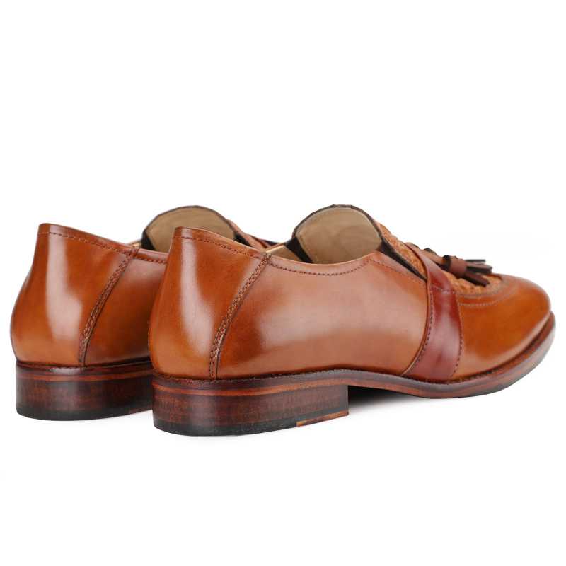 Fortmill Croco-embossed Tassel Loafers in Tan