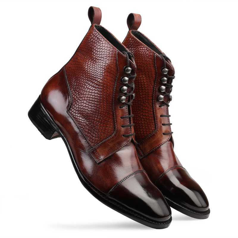 Colonel Goodyear-welted Laceup Boots in Brick Red